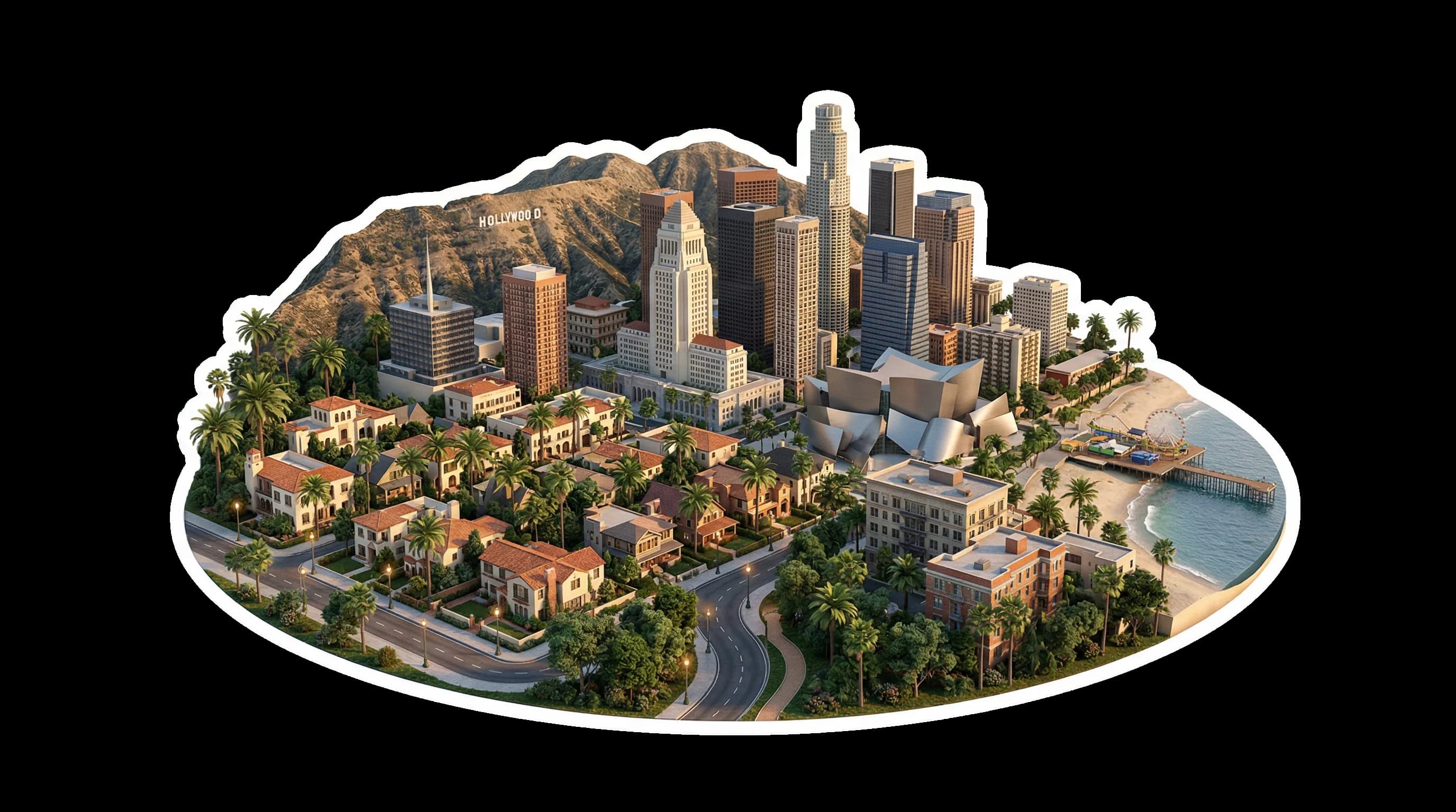 Los Angeles, CA isometric illustration