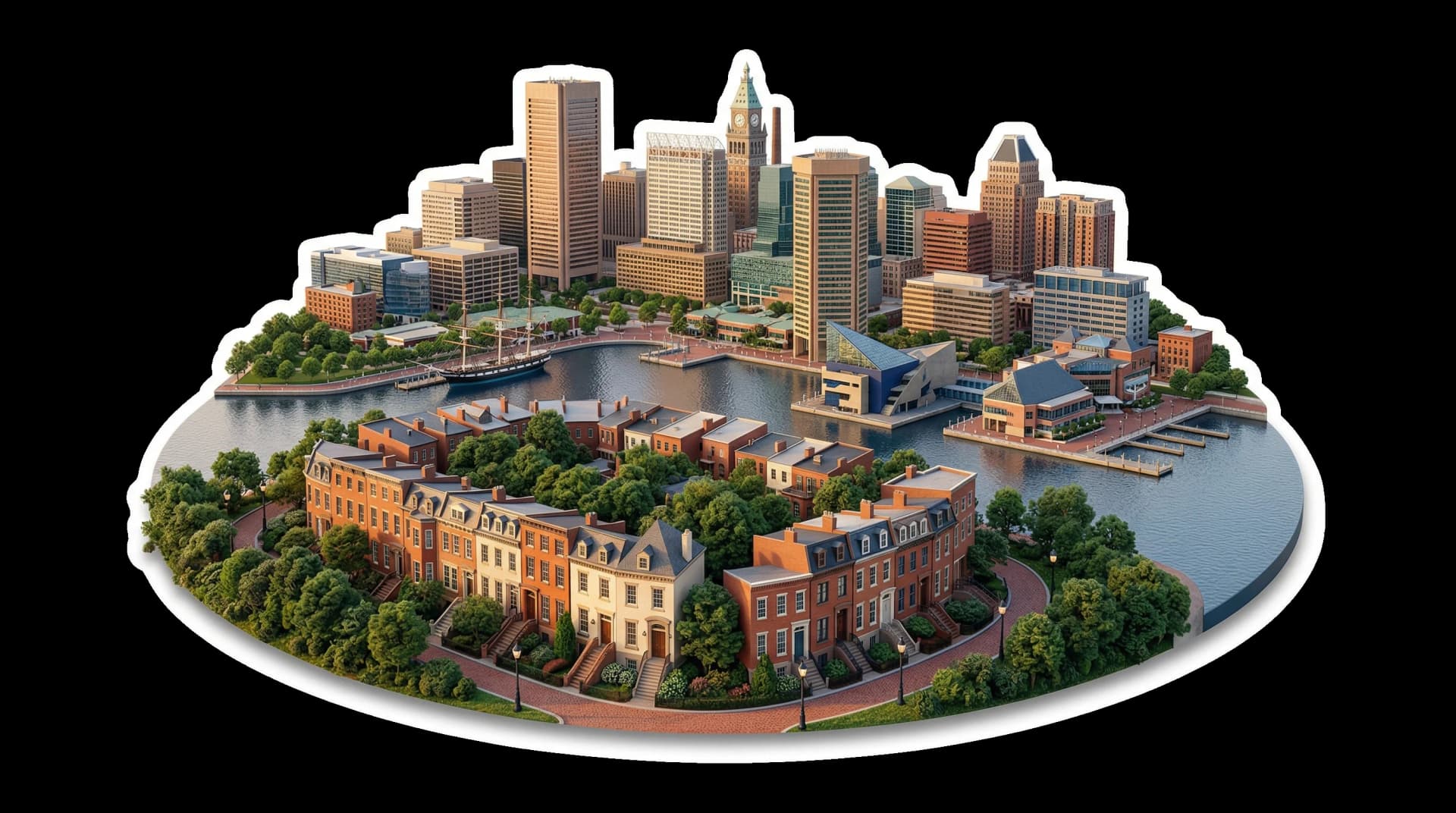 Baltimore isometric city illustration