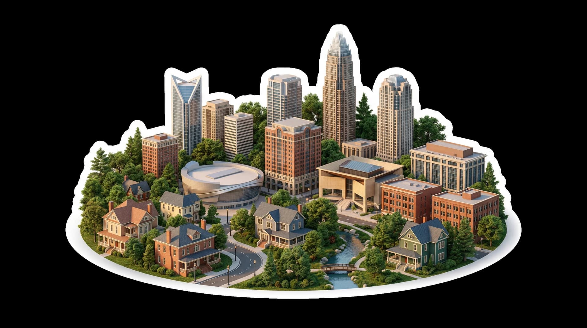 Charlotte isometric city illustration