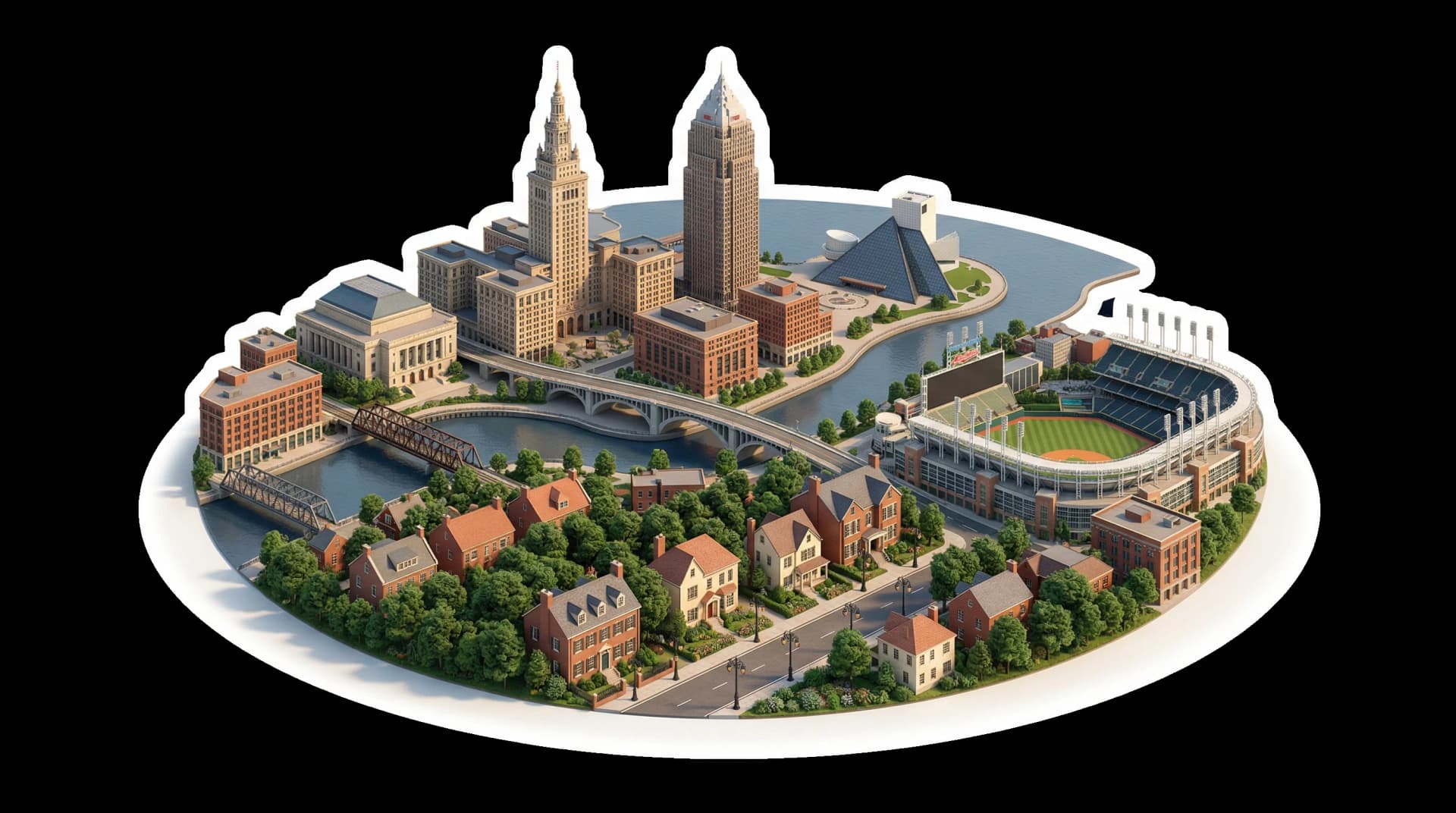 Cleveland isometric city illustration