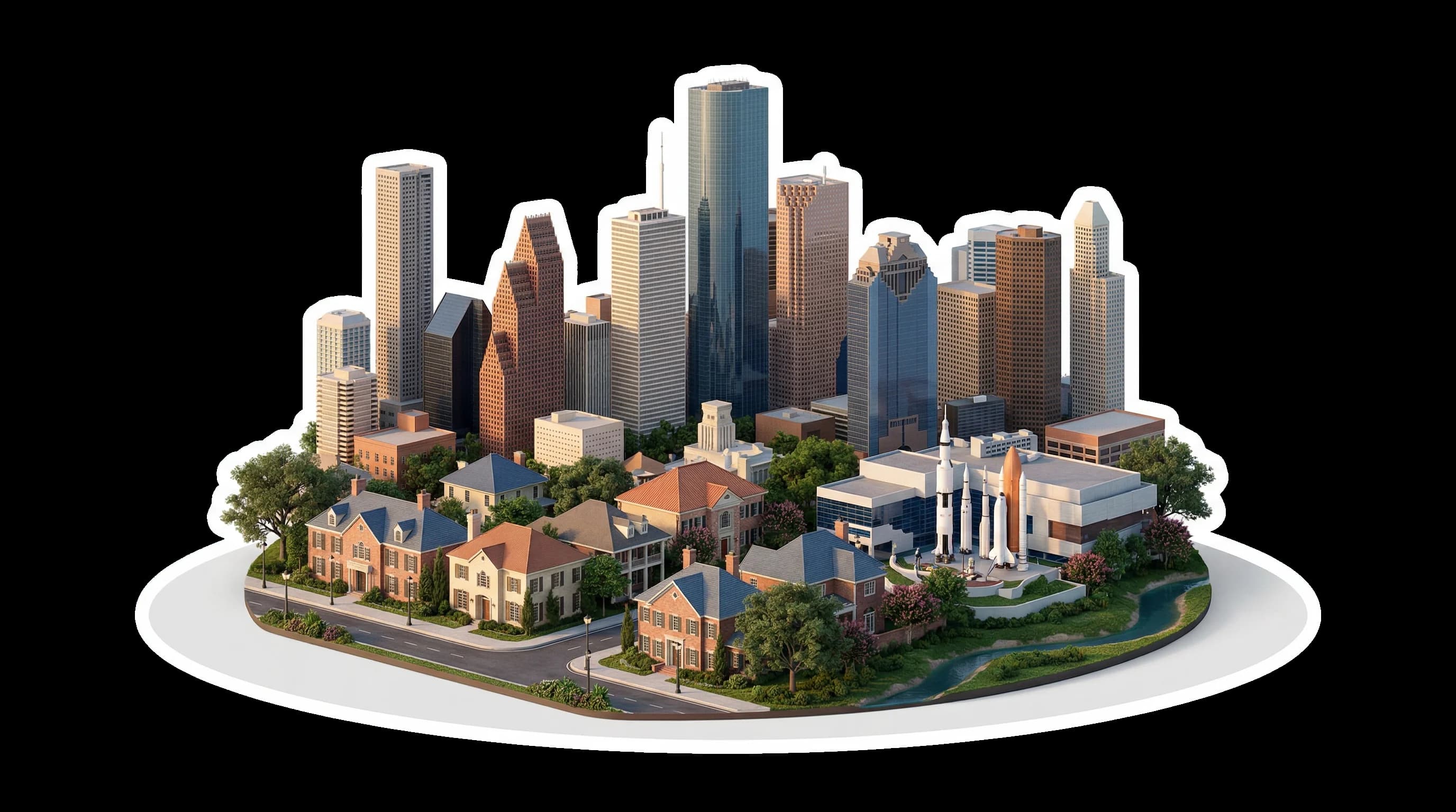 Houston, TX isometric illustration