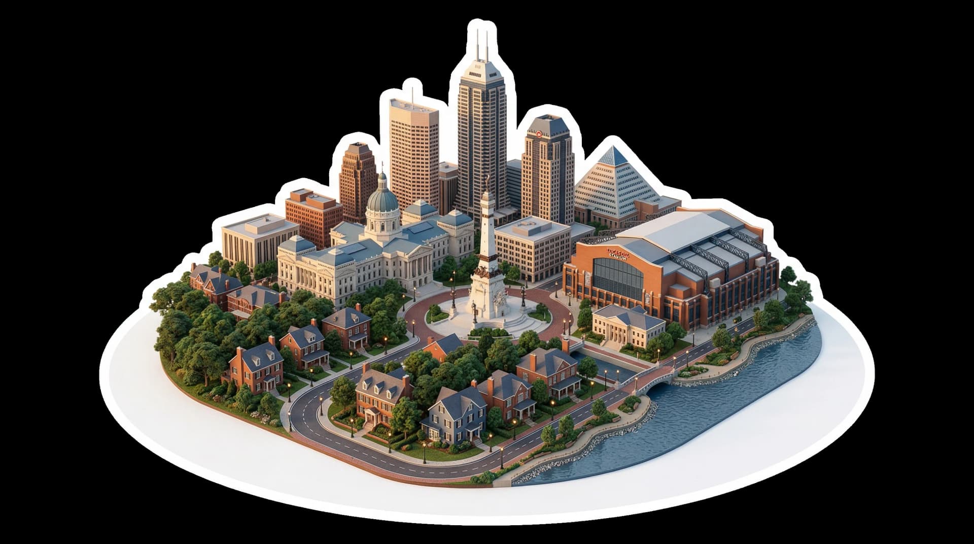 Indianapolis isometric city illustration