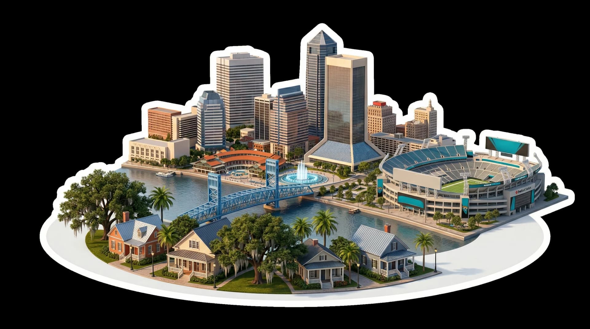Jacksonville isometric city illustration
