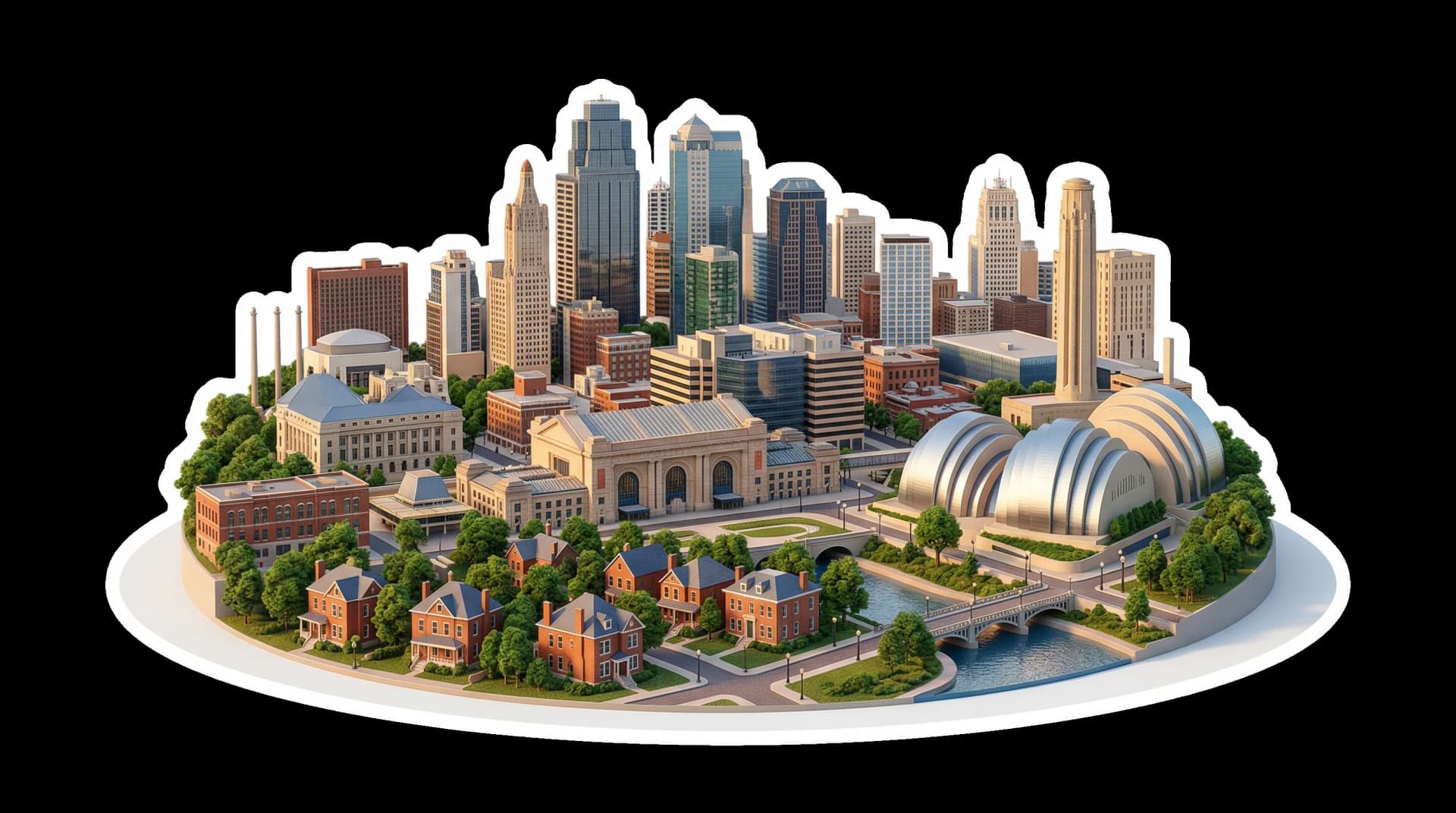 Kansas City isometric city illustration