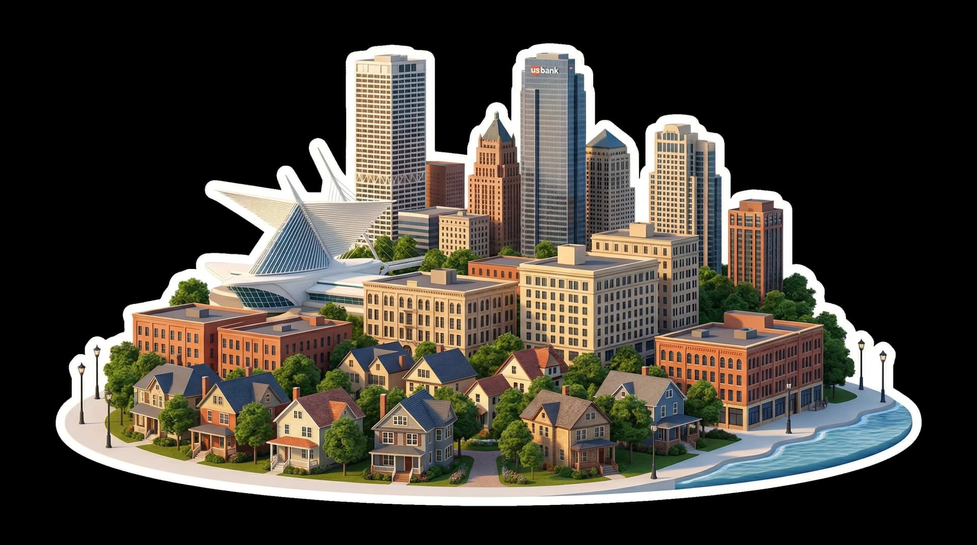 Milwaukee isometric city illustration
