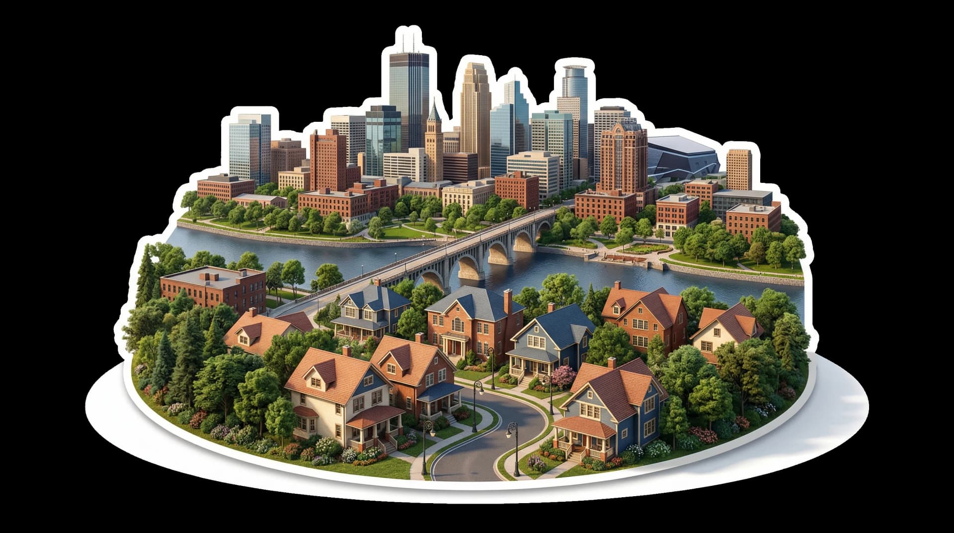 Minneapolis isometric city illustration