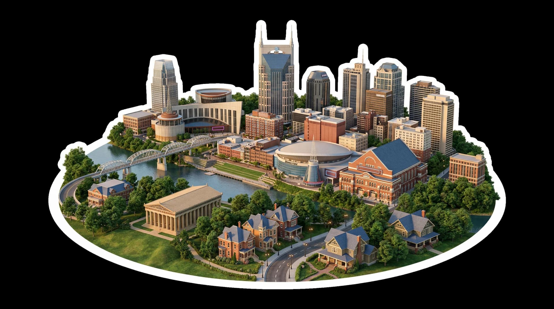 Nashville isometric city illustration