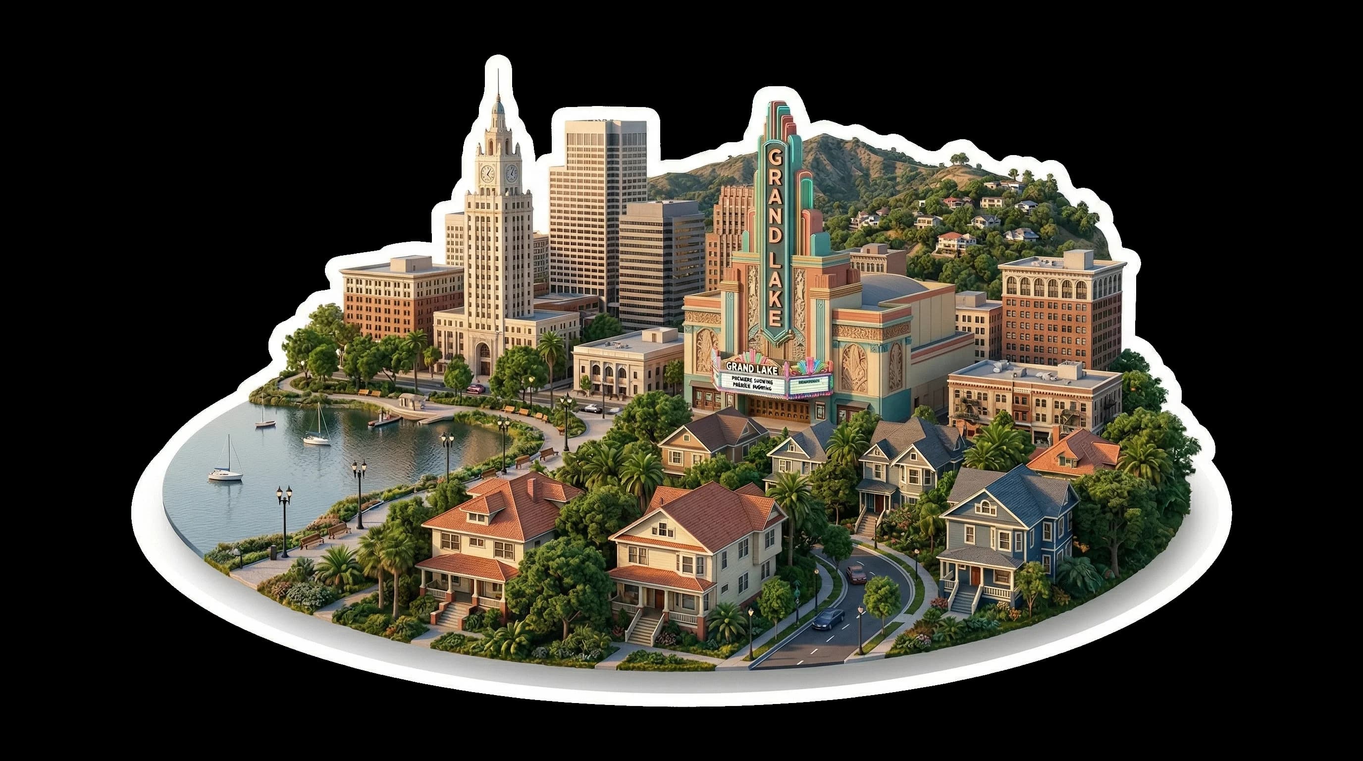 Oakland, CA isometric illustration