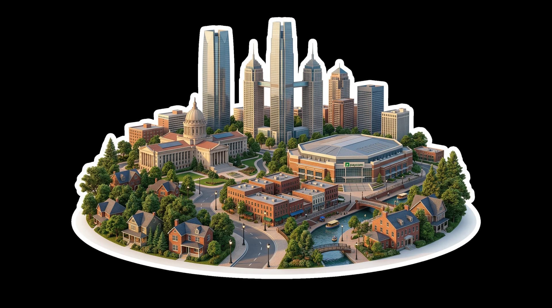 Oklahoma City isometric city illustration