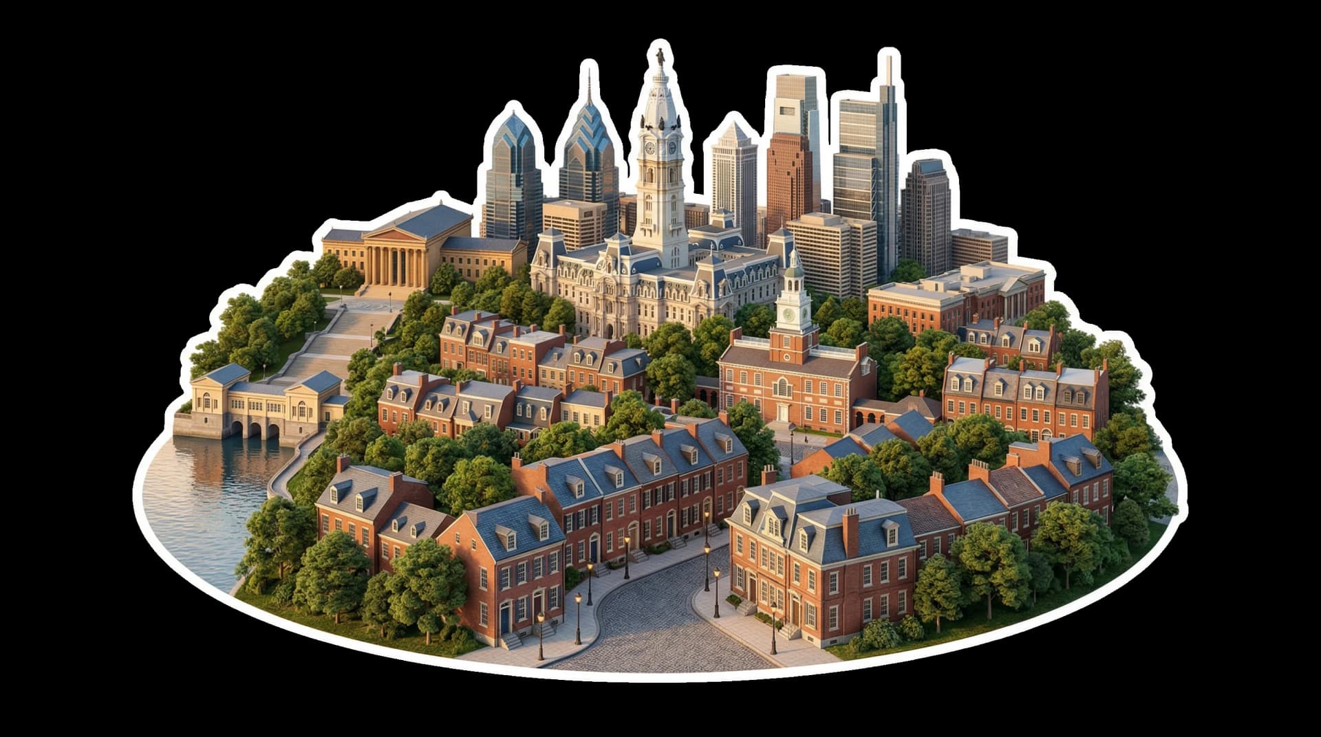 Philadelphia isometric city illustration