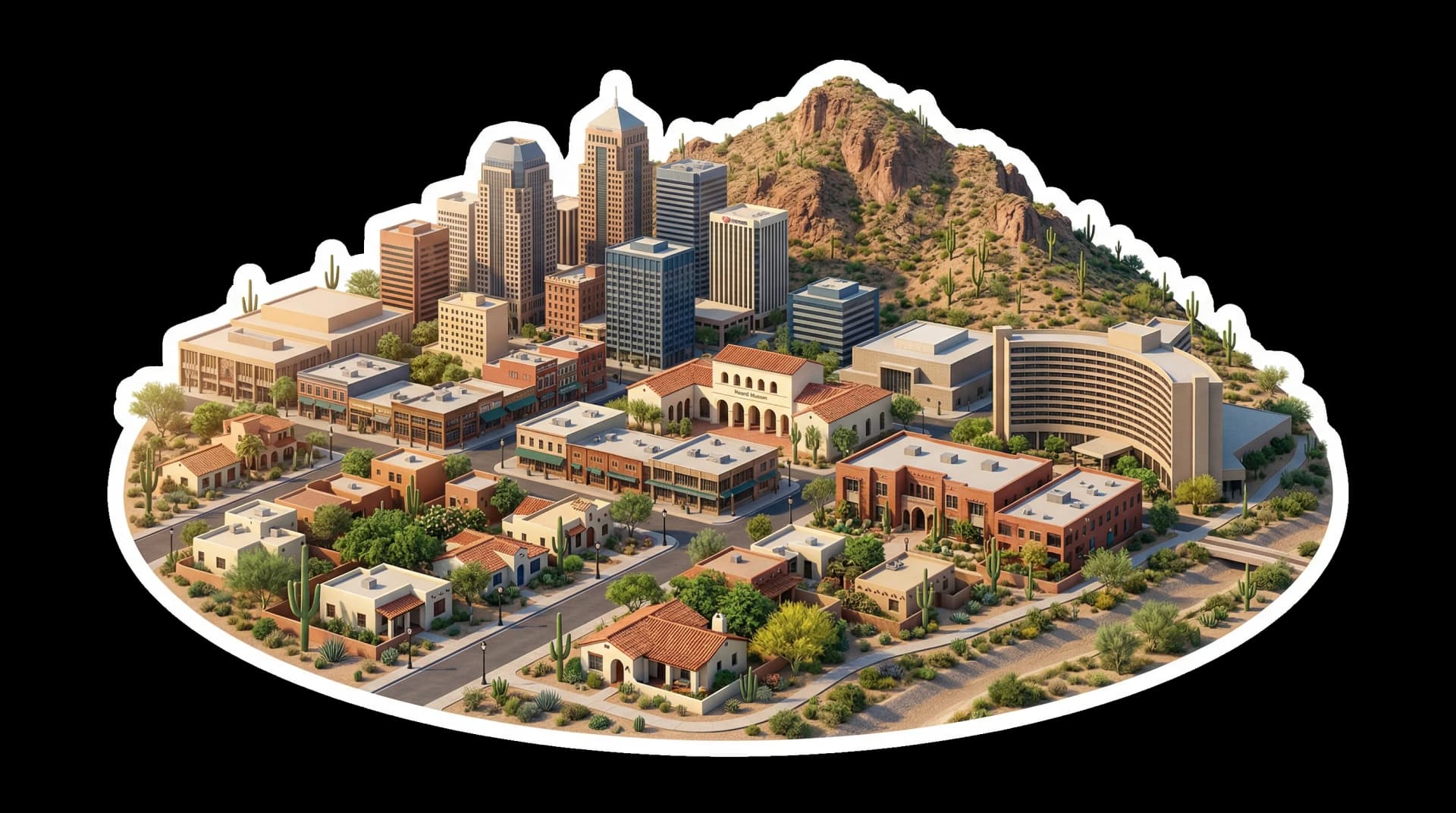 Phoenix isometric city illustration