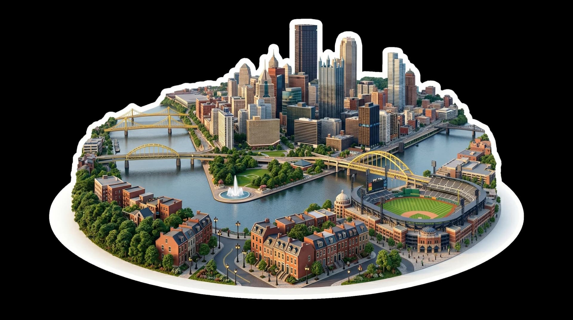 Pittsburgh isometric city illustration
