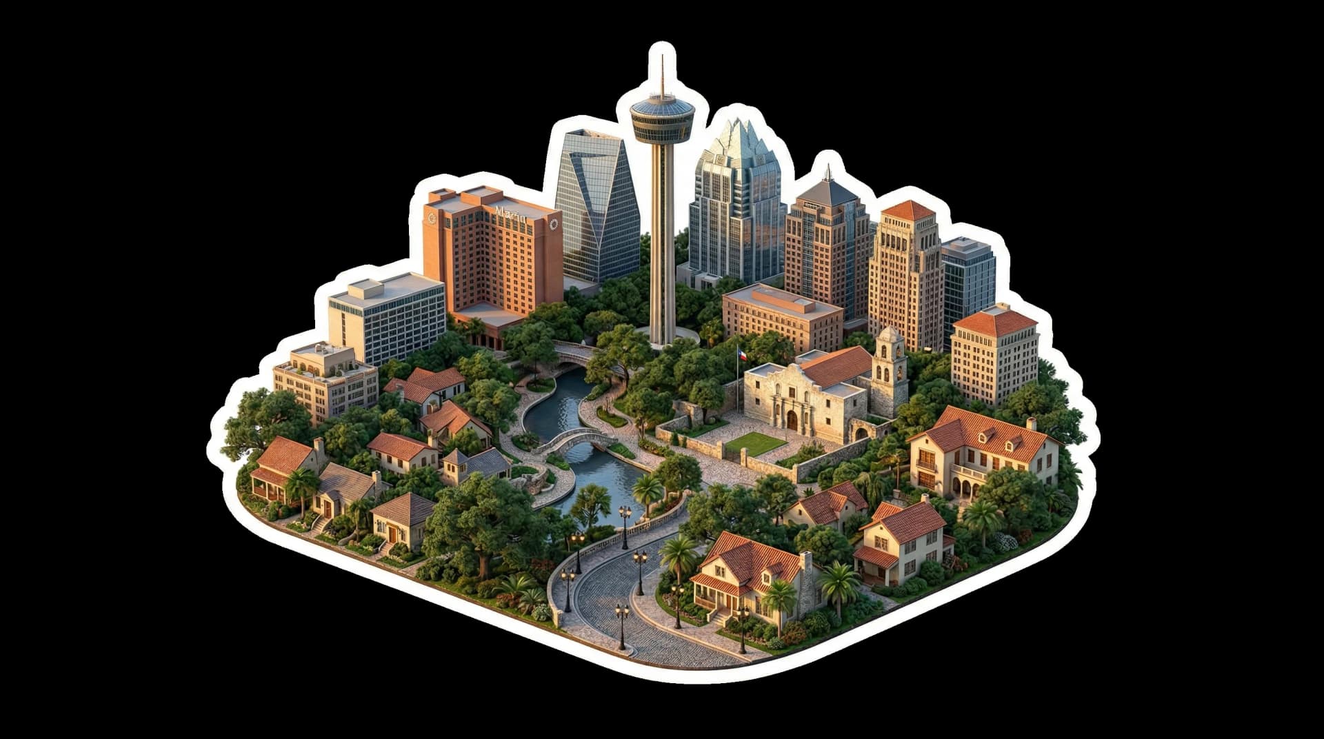 San Antonio isometric city illustration