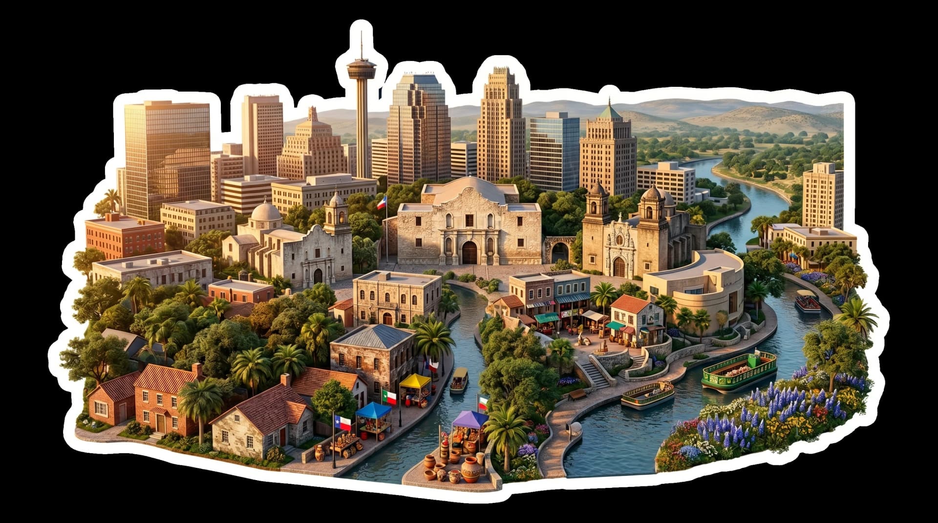 San Antonio isometric city illustration