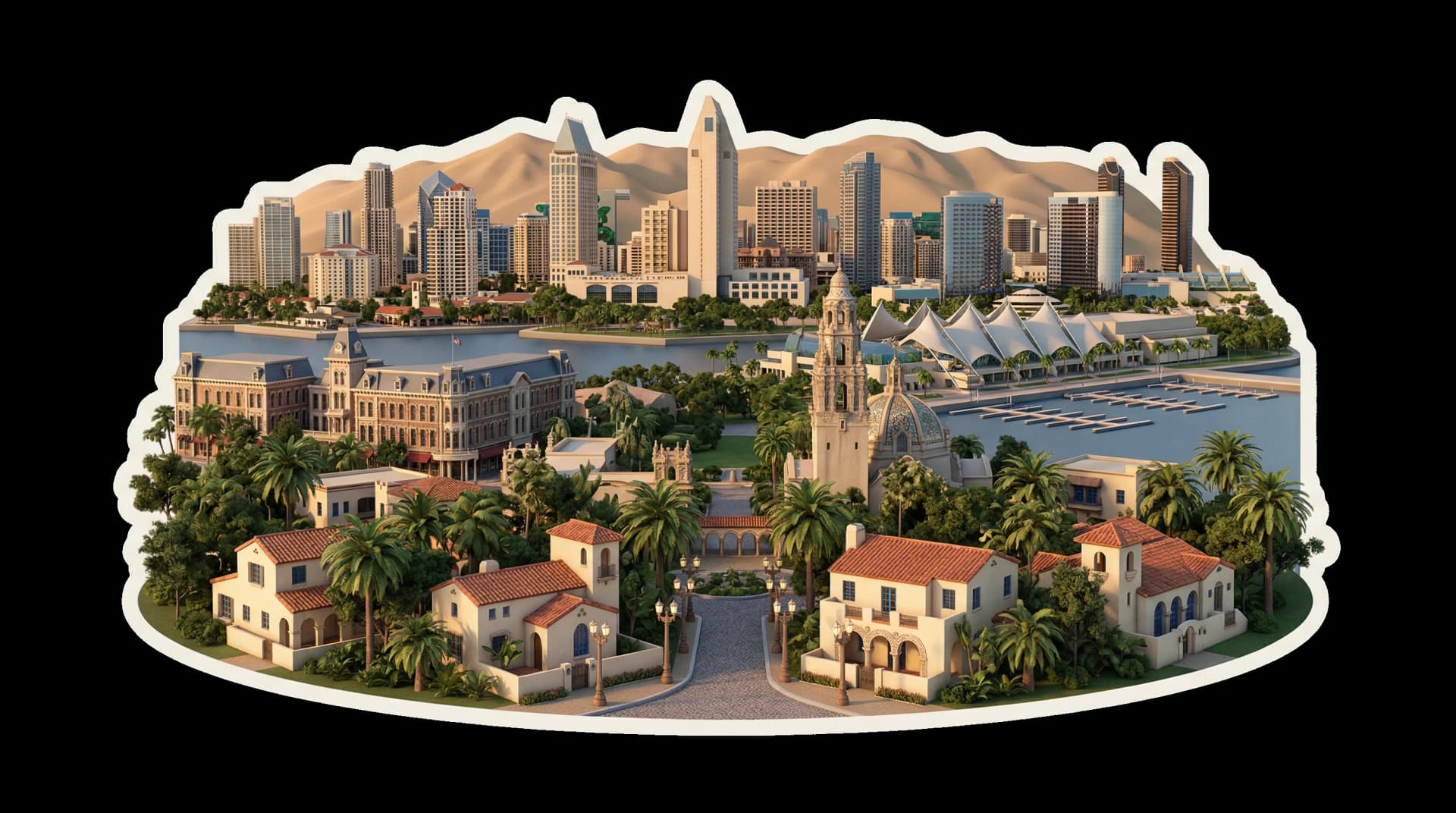 San Diego isometric city illustration