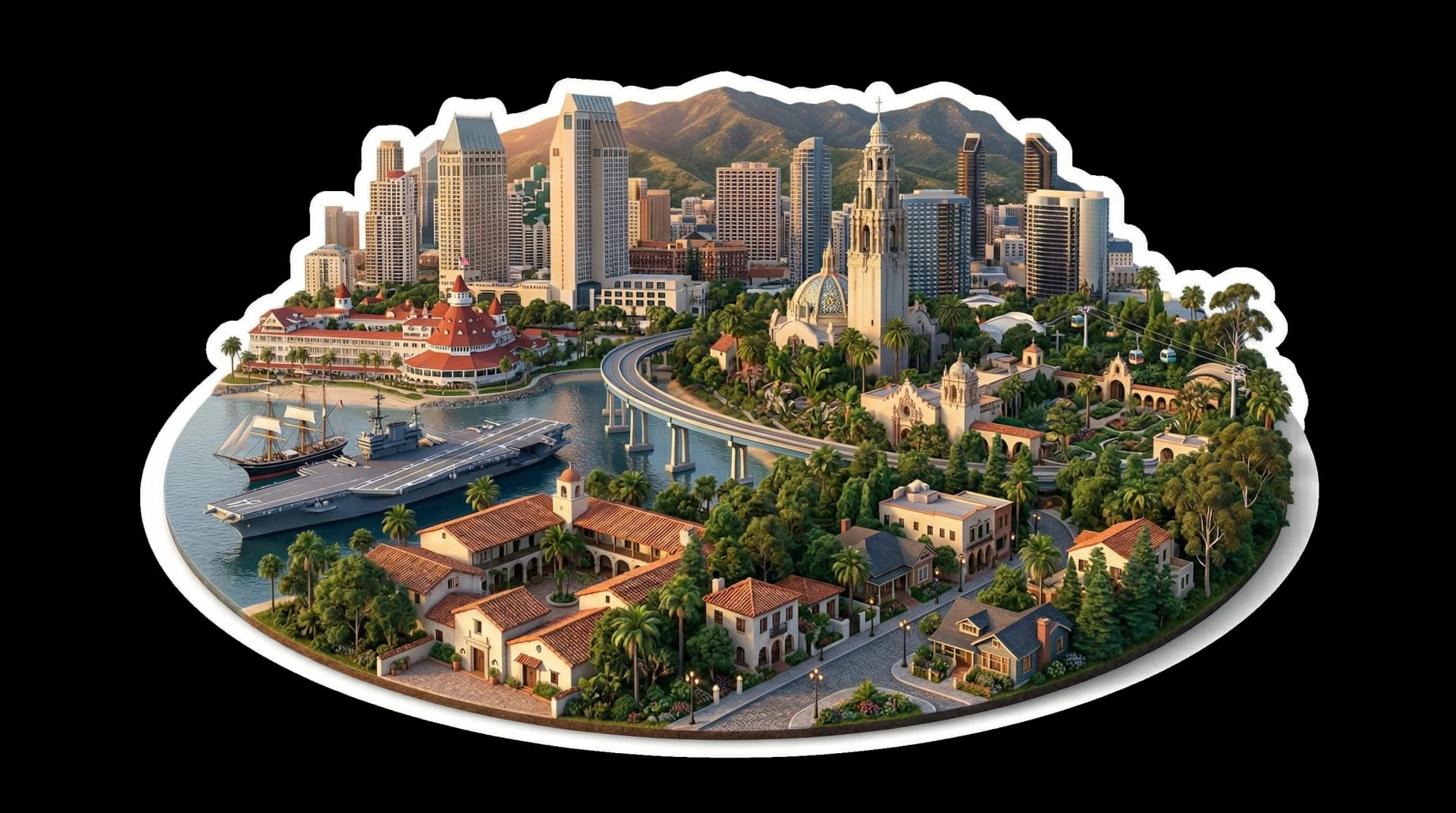 San Diego isometric city illustration