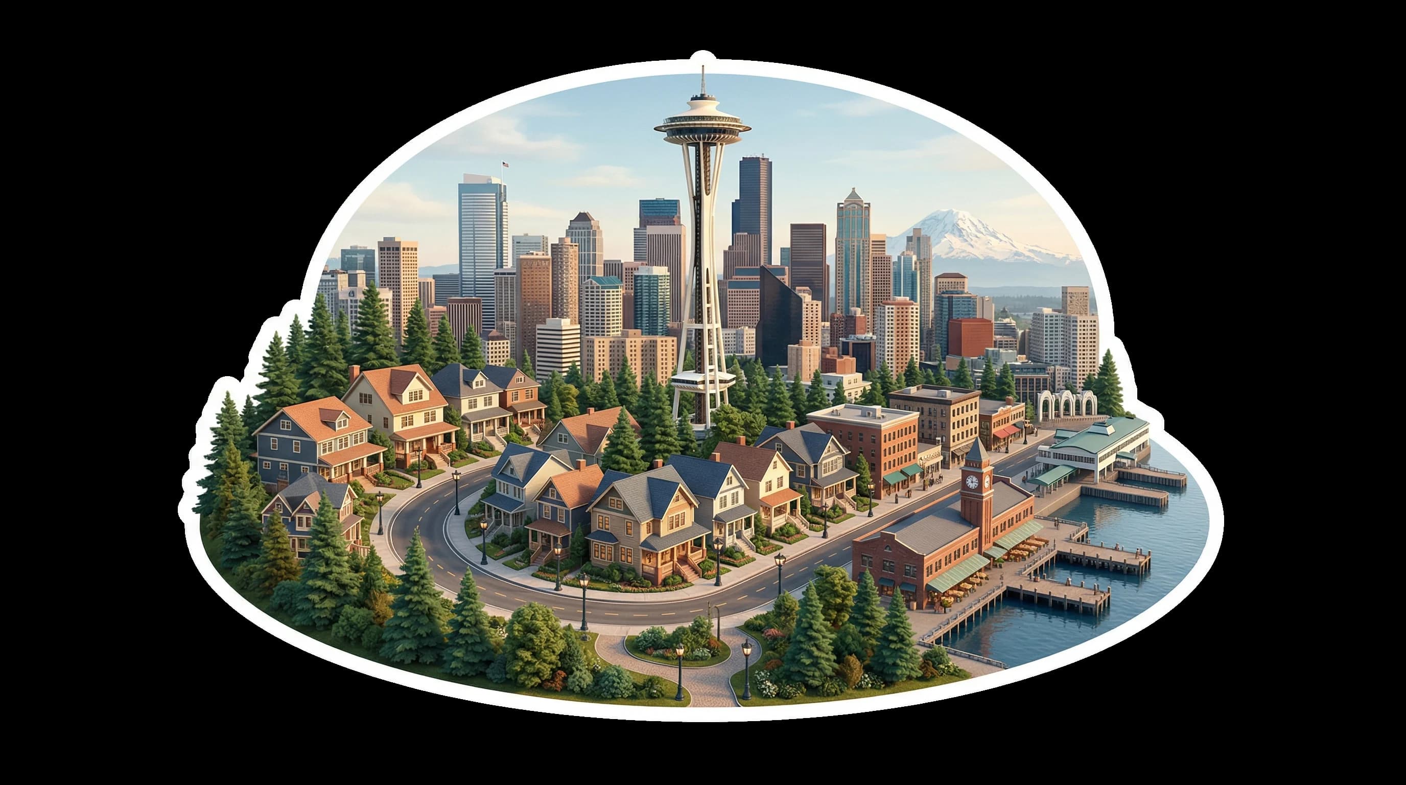 Seattle, WA isometric illustration