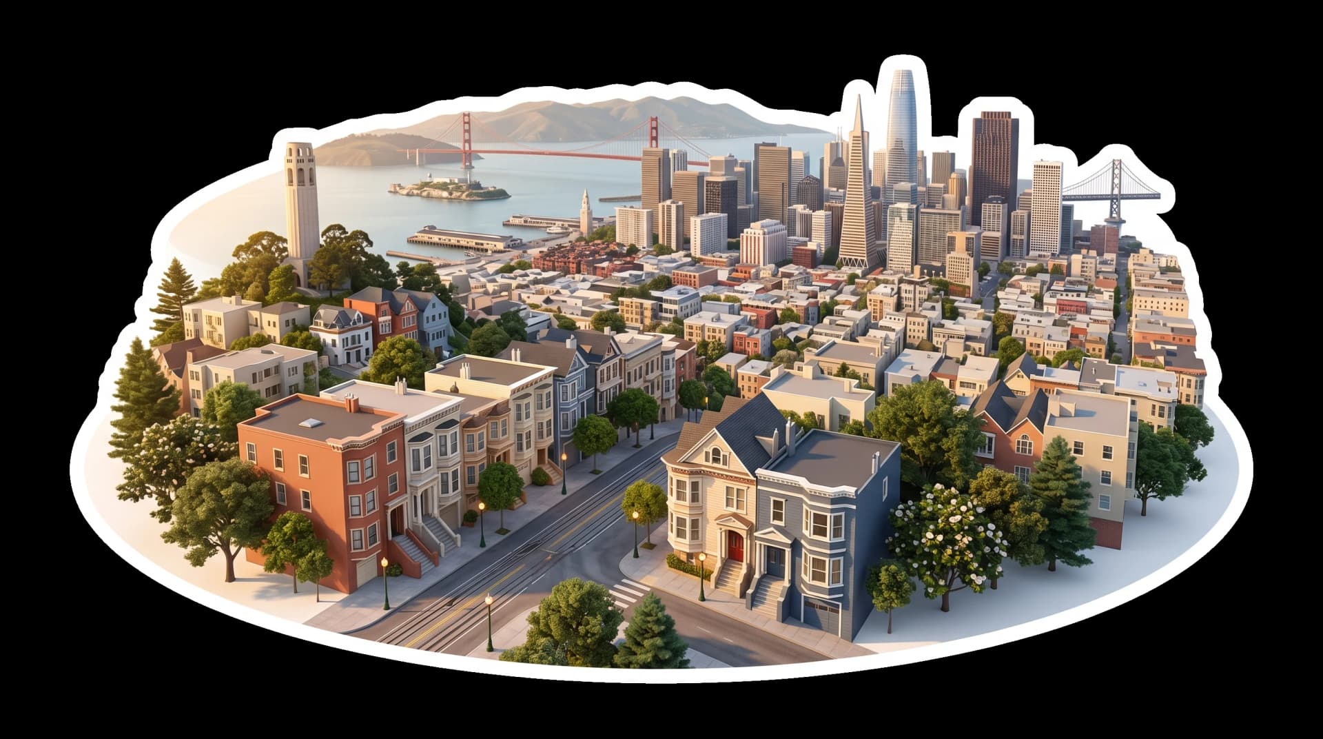 San Francisco isometric city illustration