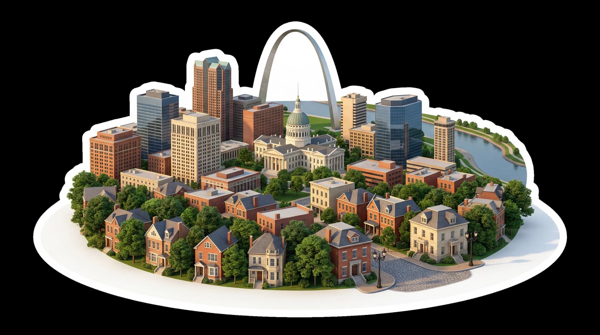 Saint Louis isometric city illustration