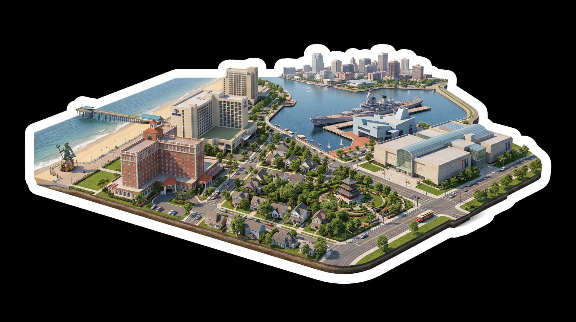 Virginia Beach isometric city illustration