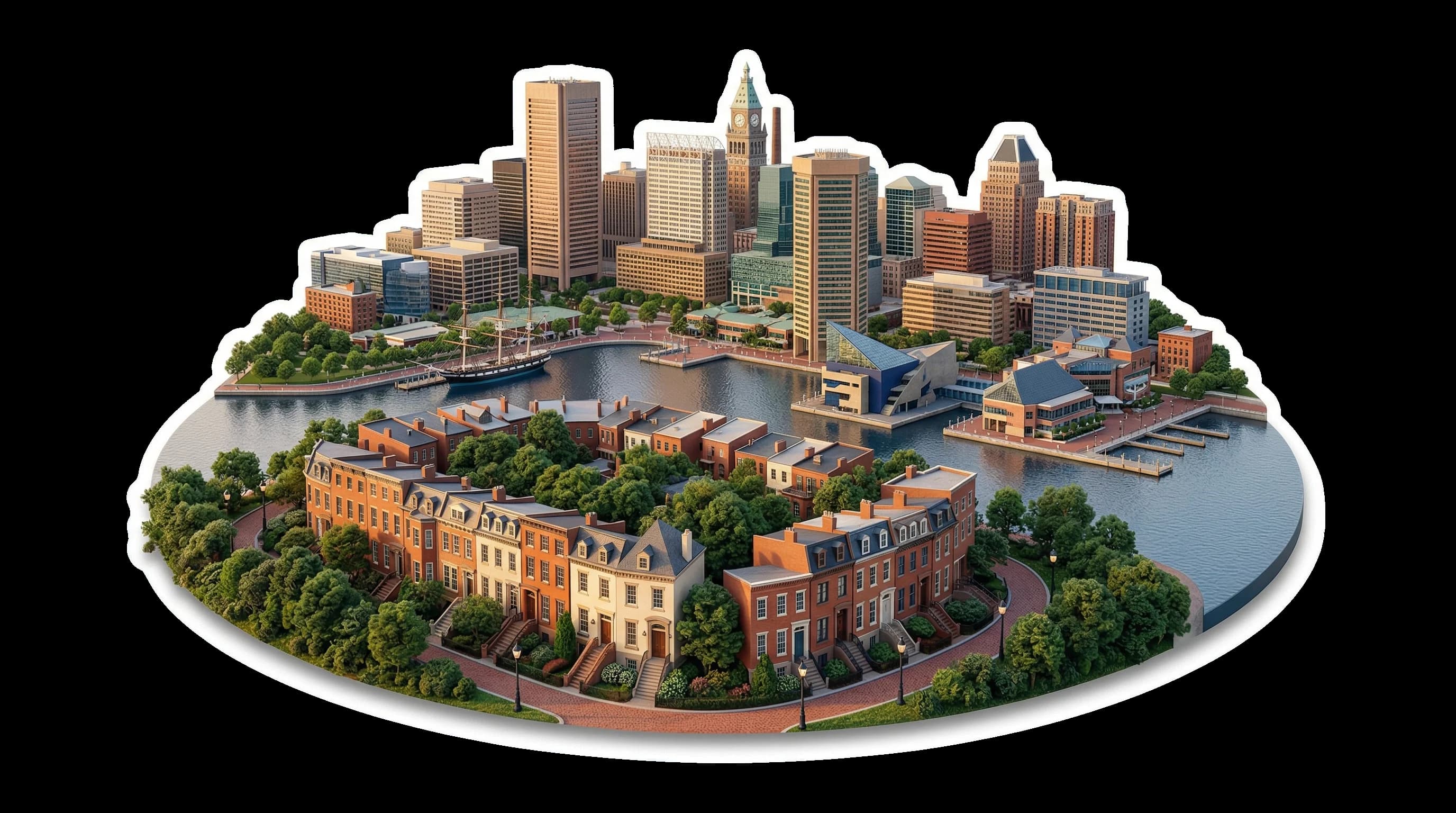 Baltimore, MD isometric illustration